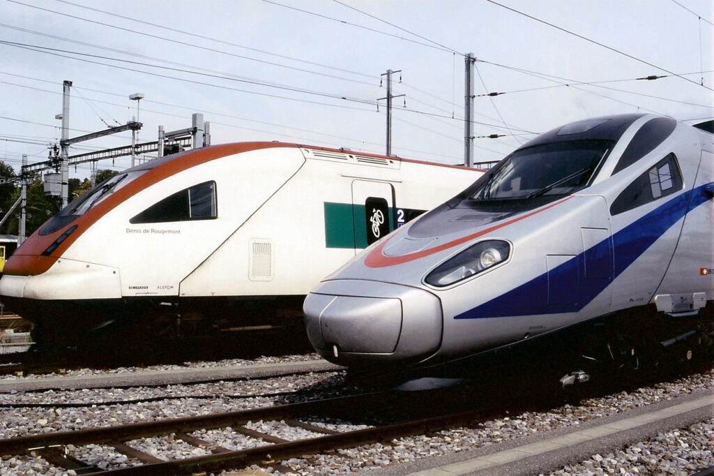ETR 610 et ICN en arrière plan, à Genève-Sécheron 30 juillet 2009 Photo William LACHENAL